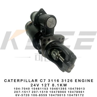6V-5720 106-8559 CAT C7 3116 3126 ENGINE 24V 12T 8.1KW STARTER MOTOR 104-7040 10461153 10461395 207-1517 207-1519 FOR E320 E322 E325 EXCAVATOR