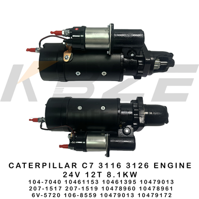 6V-5720 106-8559 CAT C7 3116 3126 موتور استارت 24 ولت 12T 8.1KW 104-7040 10461153 10461395 207-1517 207-1519 برای بیل مکانیکی E320 E322 E325